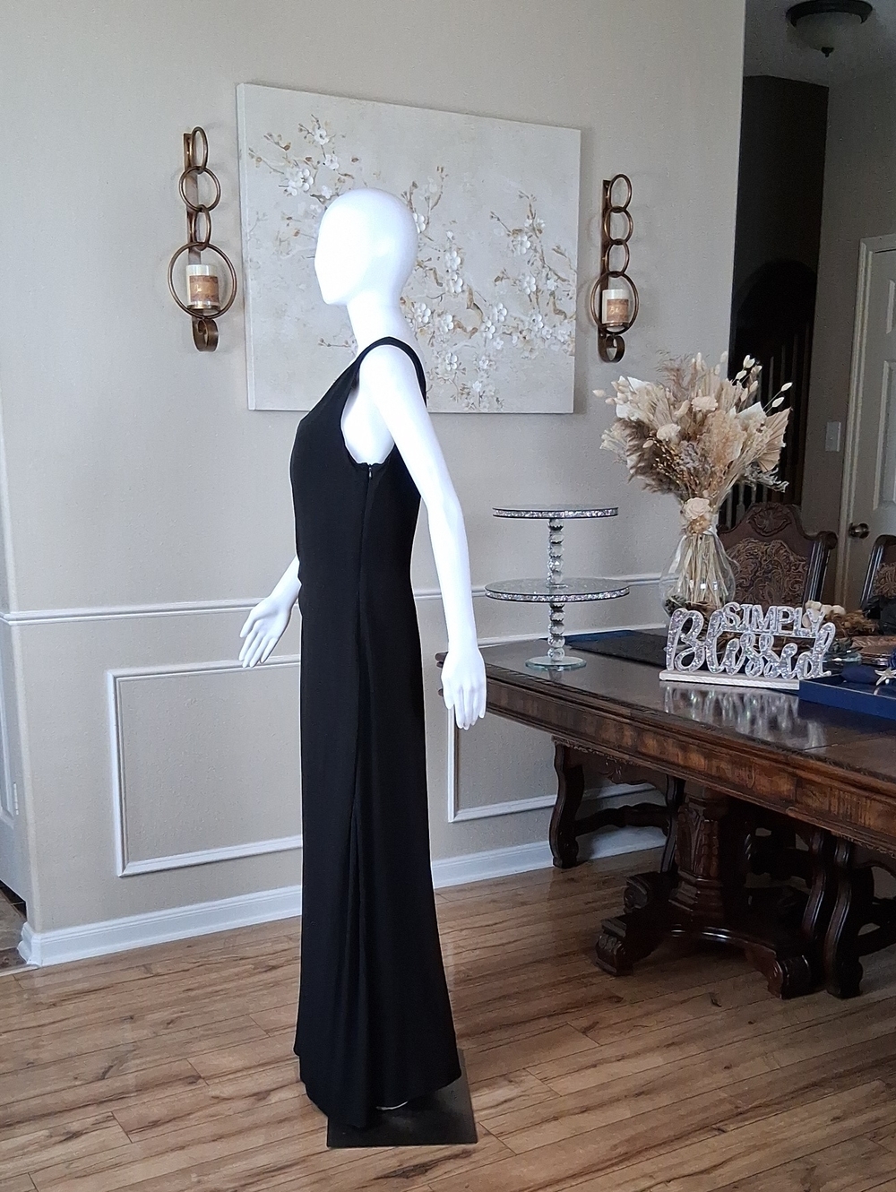 Women's Black Embellished Floor-Length Evening Gown By Cachet  Size 14 - Picture 11 of 15